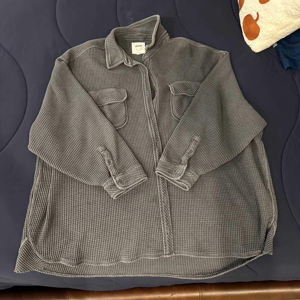 Aerie Waffle Knit Button-Up Shirt